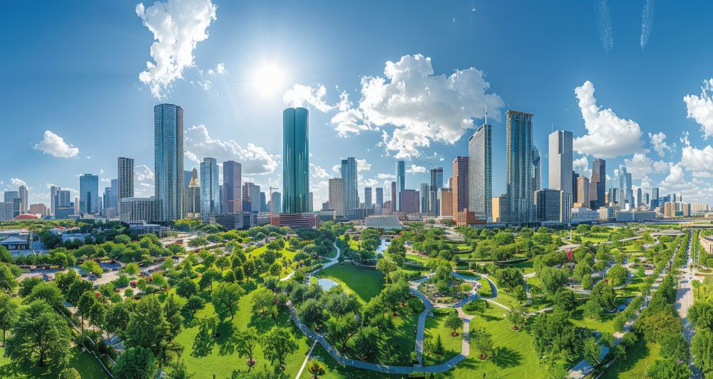 Houston Texas Skyline with Service Areas